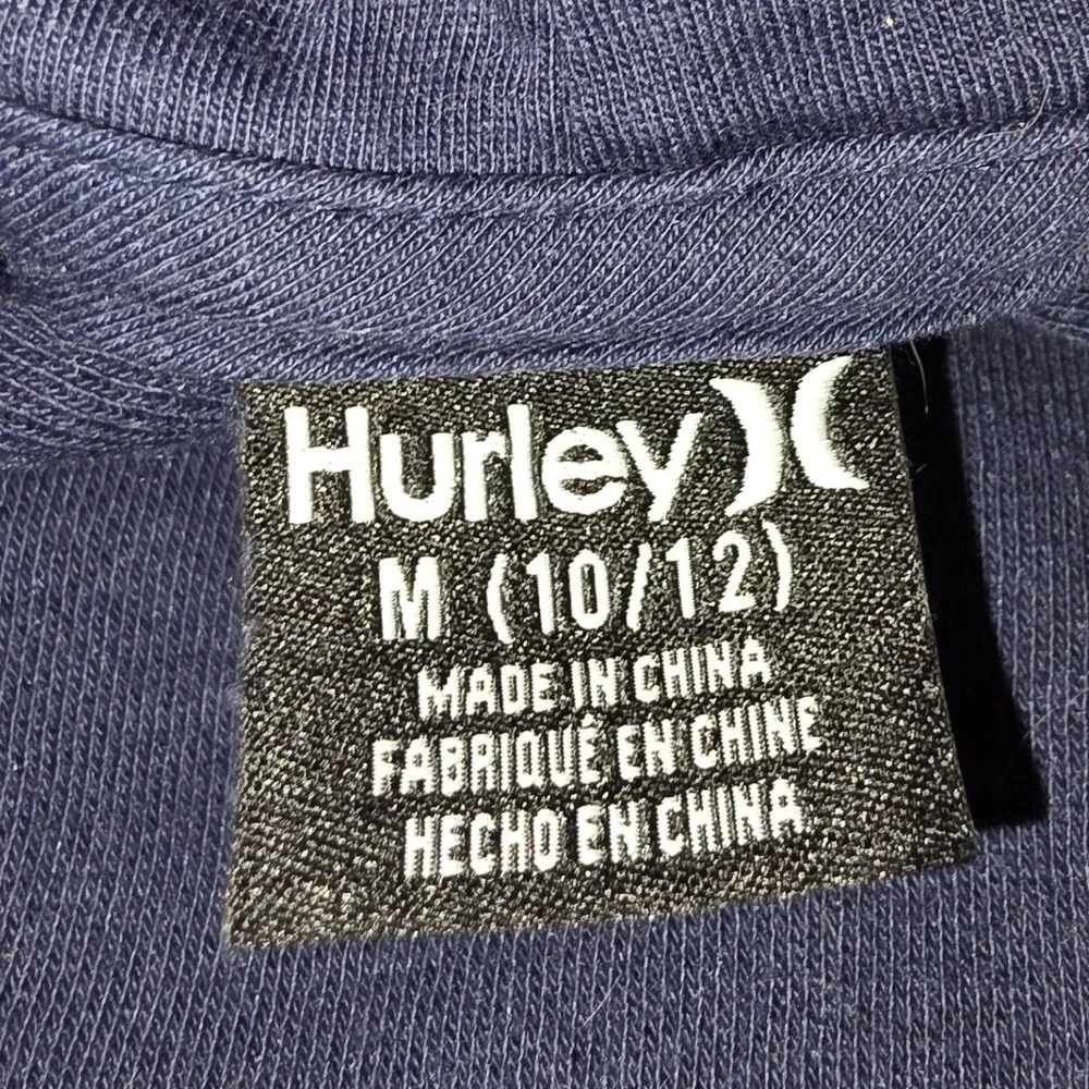 Hurley Hoodie Kids Medium 10/12 Navy Blue Excellent Graphic Pullover‎ Sweatshirt